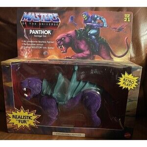 2021 Masters Of The Universe Exclusive flocked PANTHOR SAVAGE CAT FUR NEW